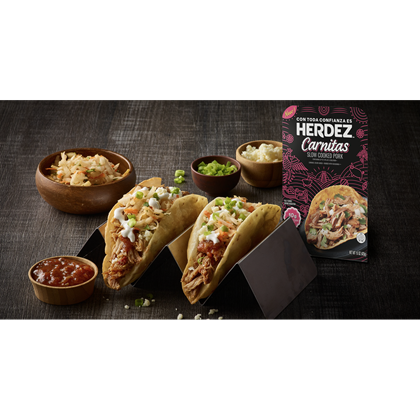 Herdez refrigerated entree with tacos.